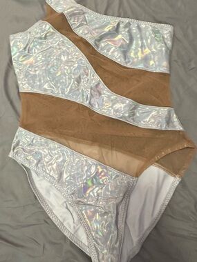 Norma Kamala Iridescent Silver & Nude One-Piece Swimsuit